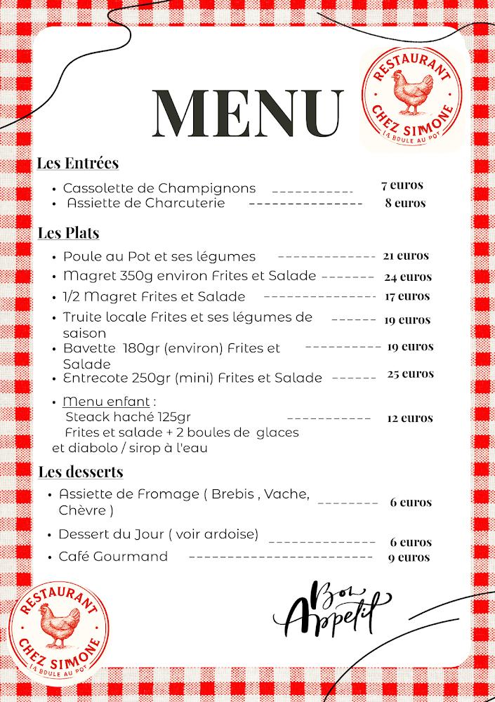Chez Simone - Menu Image 1
